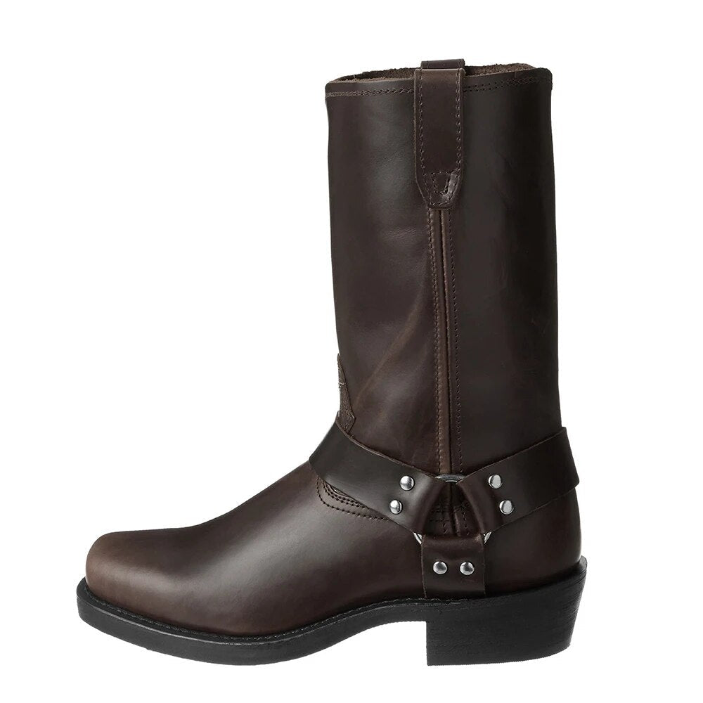 Kowbojskie Buty Męskie | Zamszowe, Sprzączka | Brązowe