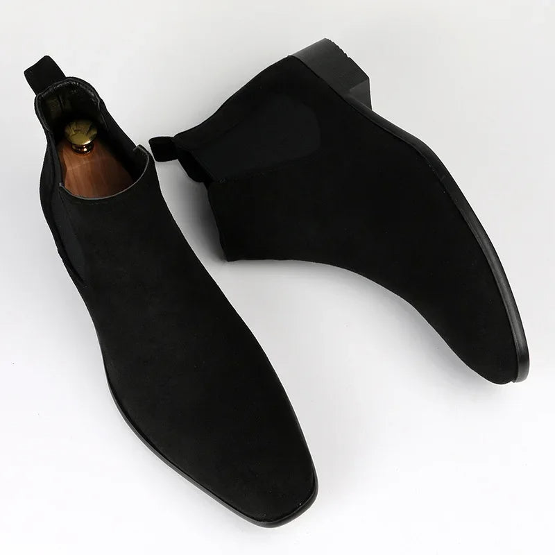 Męskie botki Chelsea - wydłużony nosek - elegancki design - zamek