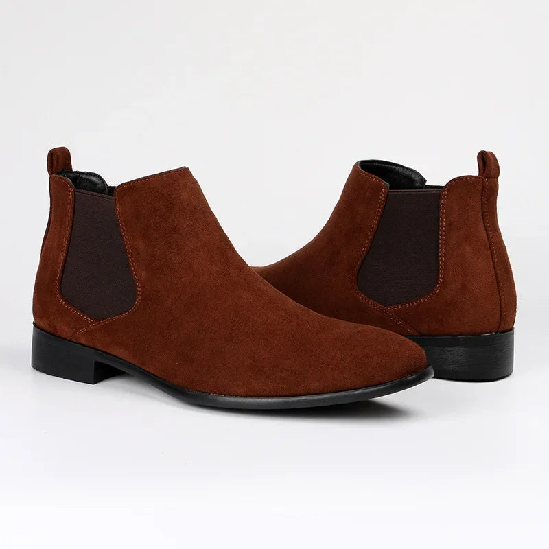 Męskie botki Chelsea - wydłużony nosek - elegancki design - zamek