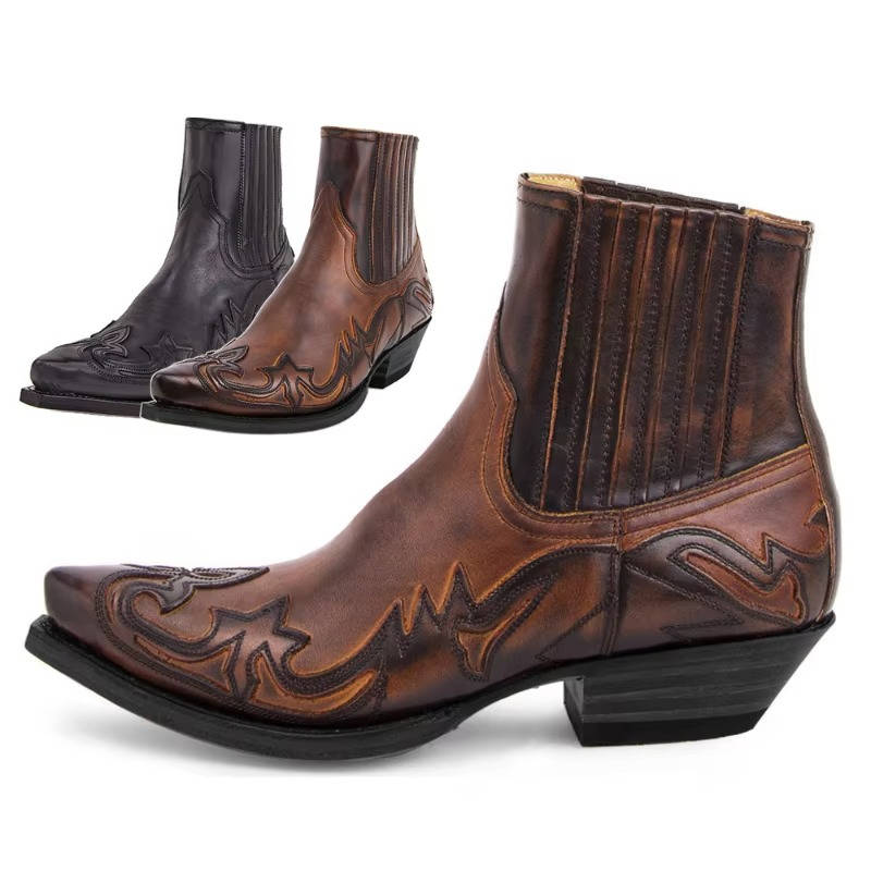 Buty Kowbojskie Damskie | Szpiczasty Nosek, Skóra PU