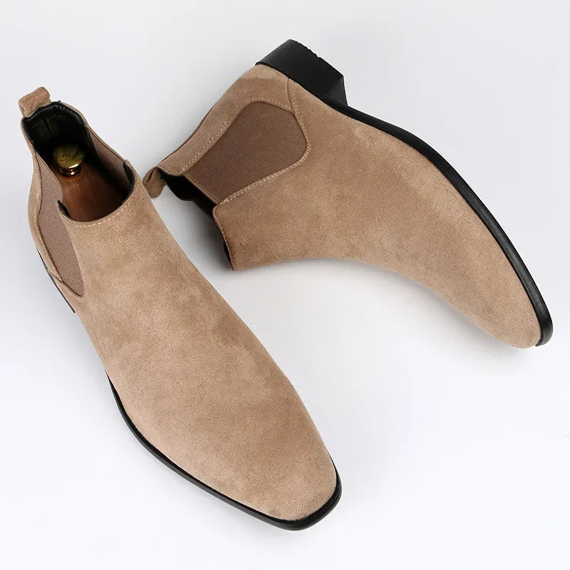 Męskie botki Chelsea - wydłużony nosek - elegancki design - zamek