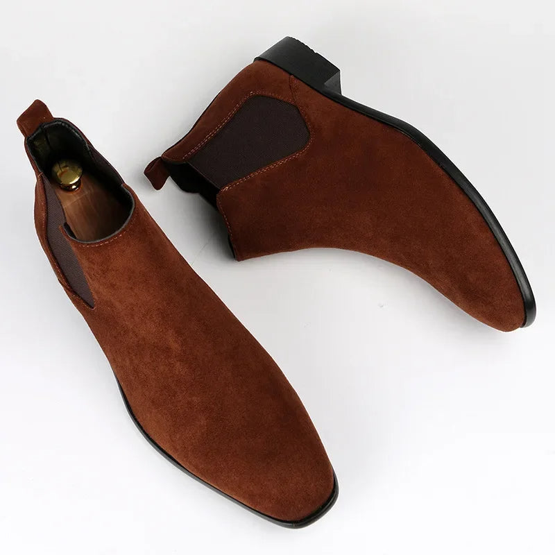 Męskie botki Chelsea - wydłużony nosek - elegancki design - zamek