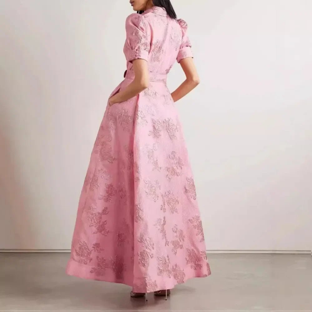 Elegancka długa sukienka koszulowa z paskiem i rozkloszowanym dołem - vivano - warszawa