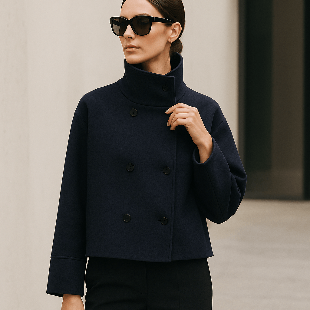 Elise - Elegancka Krótka Kurtka - Nowoczesne Rewersy - Damska - vivano - warszawa