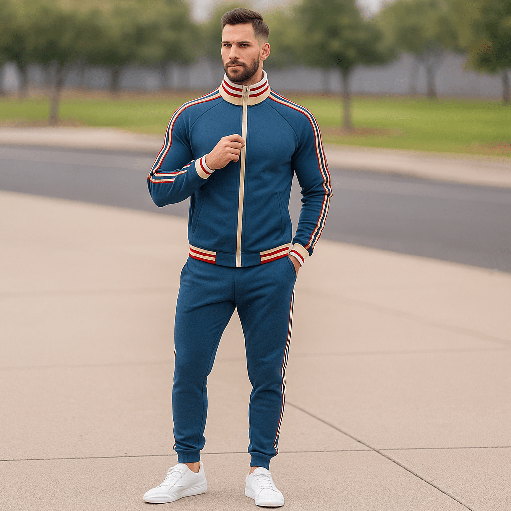 Fin - Męski dres w paski - Bluza i spodnie - vivano - warszawa