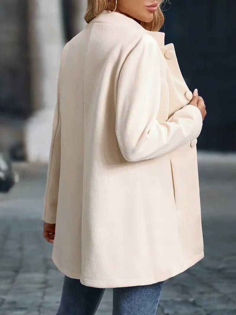 Płaszcz damski | Długi, wełniany, taliowany | Zapinany na guziki, elegancki