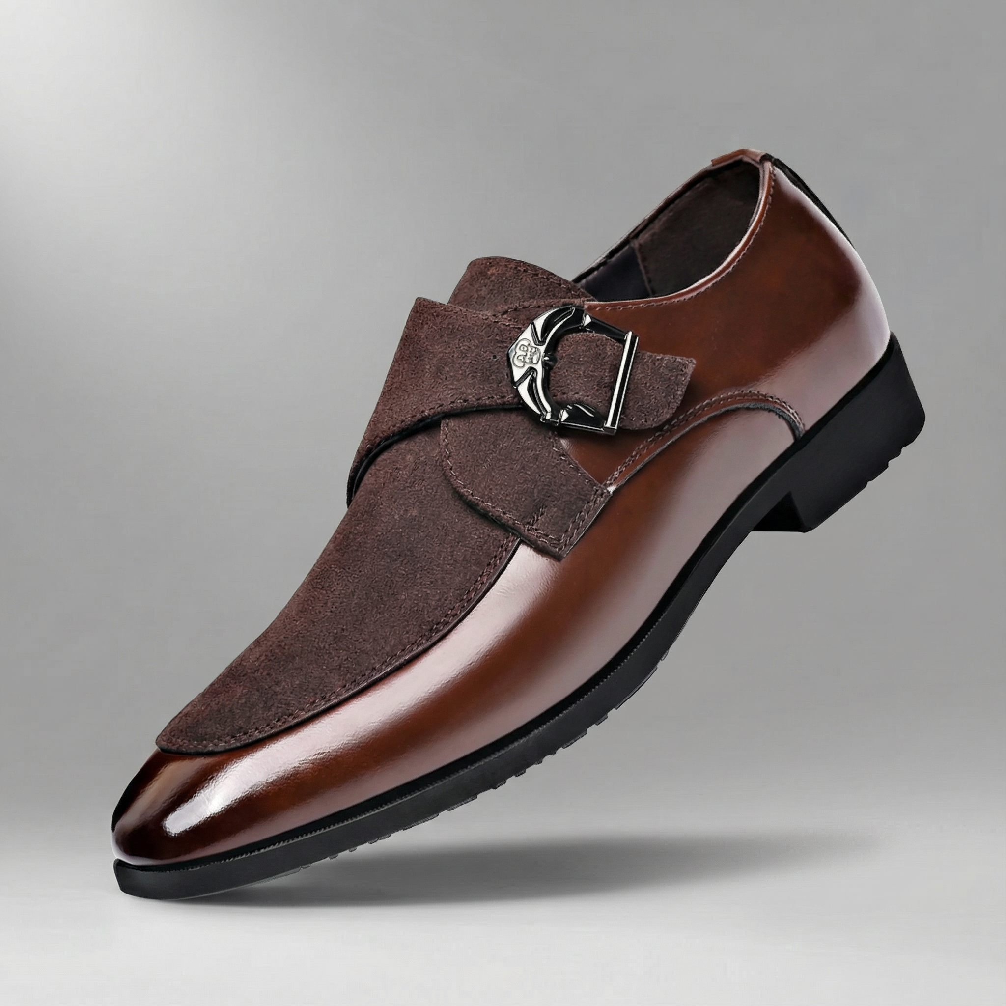 Męskie Buty Wizytowe Monk | Zamsz, Szpiczasty Nosek