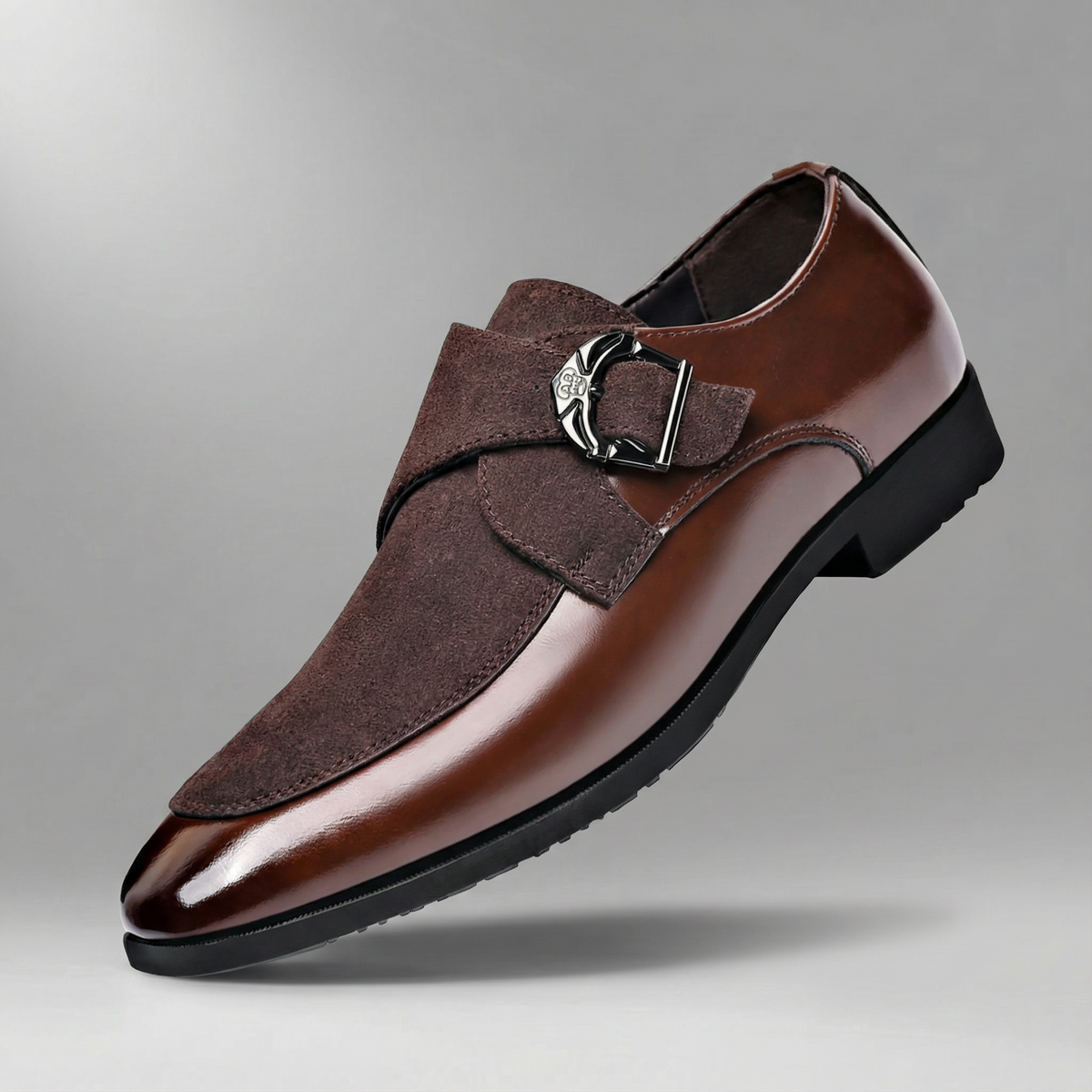 Męskie Buty Wizytowe Daim Monk Strap Czubek Ostry