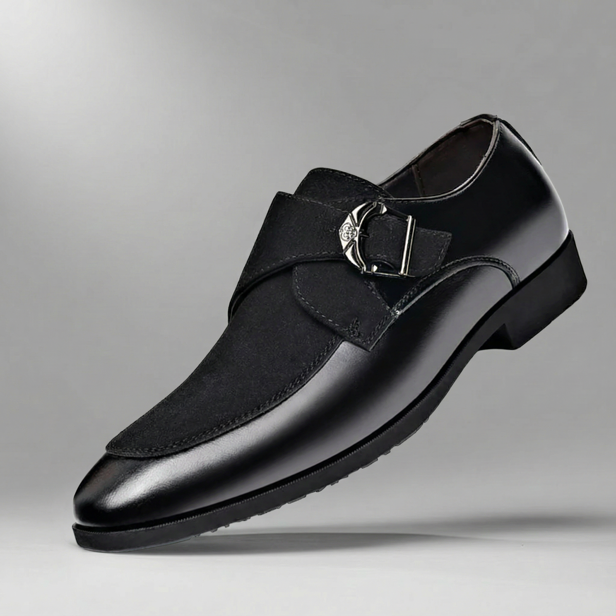 Męskie Buty Wizytowe Daim Monk Strap Czubek Ostry