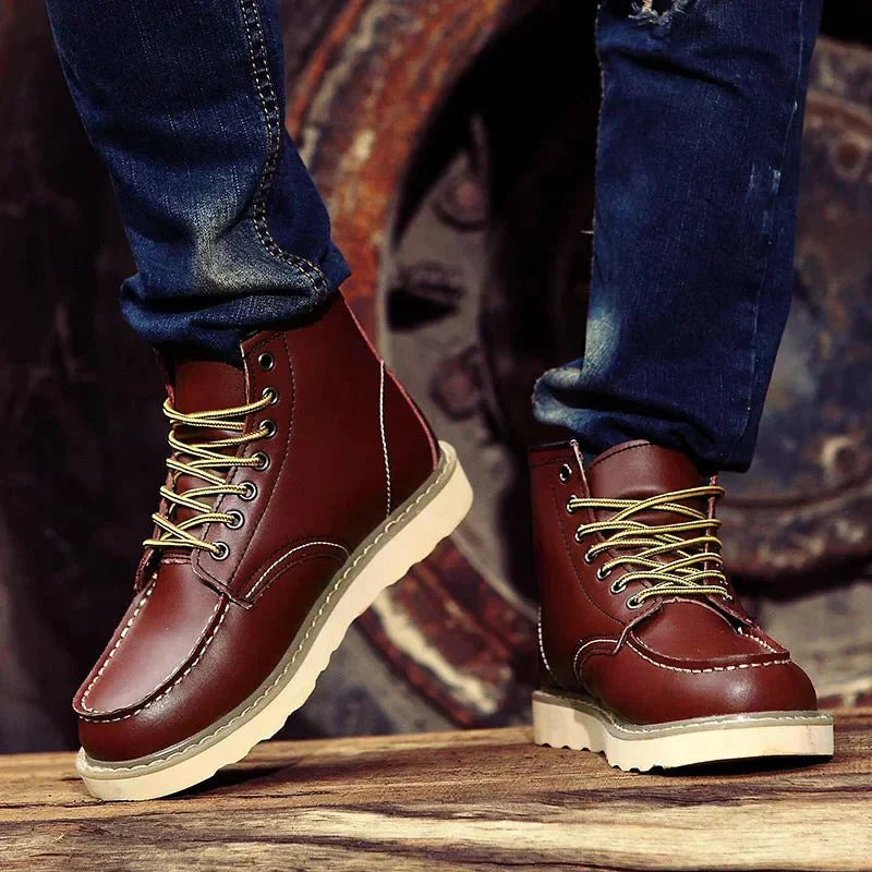 Męskie botki sznurowane - noskiem Moc Toe - wytrzymała podeszwa - casual uliczny