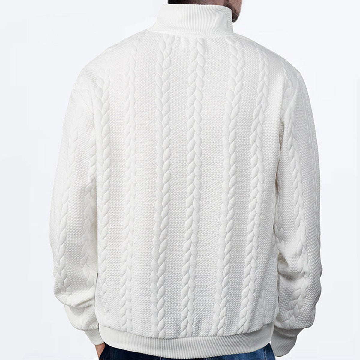 Męski Sweter Splot Zamek Ćwiartka