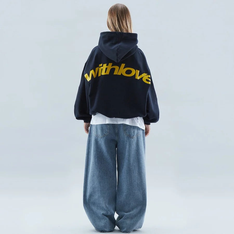 Oversized hoodie unisex luźny krój z regulowanym kapturem