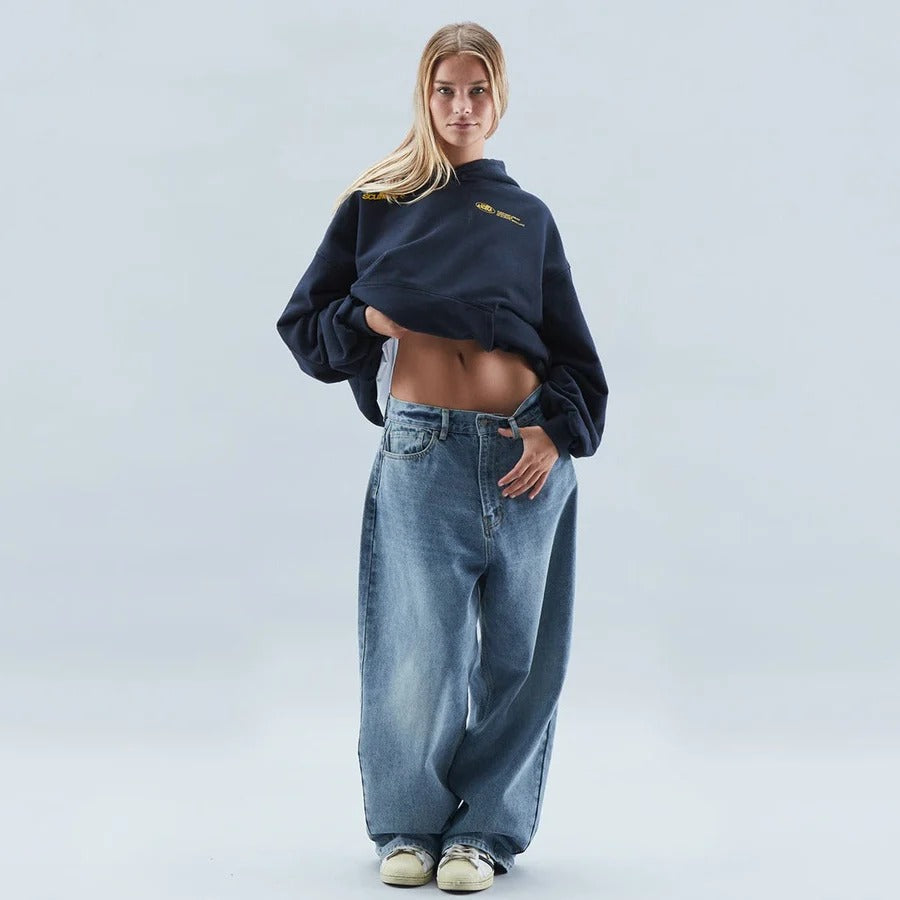 Oversized hoodie unisex luźny krój z regulowanym kapturem