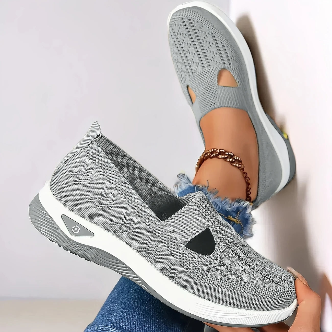 Damskie buty ortopedyczne oddychające antypoślizgowe z pianką memory foam slip-on