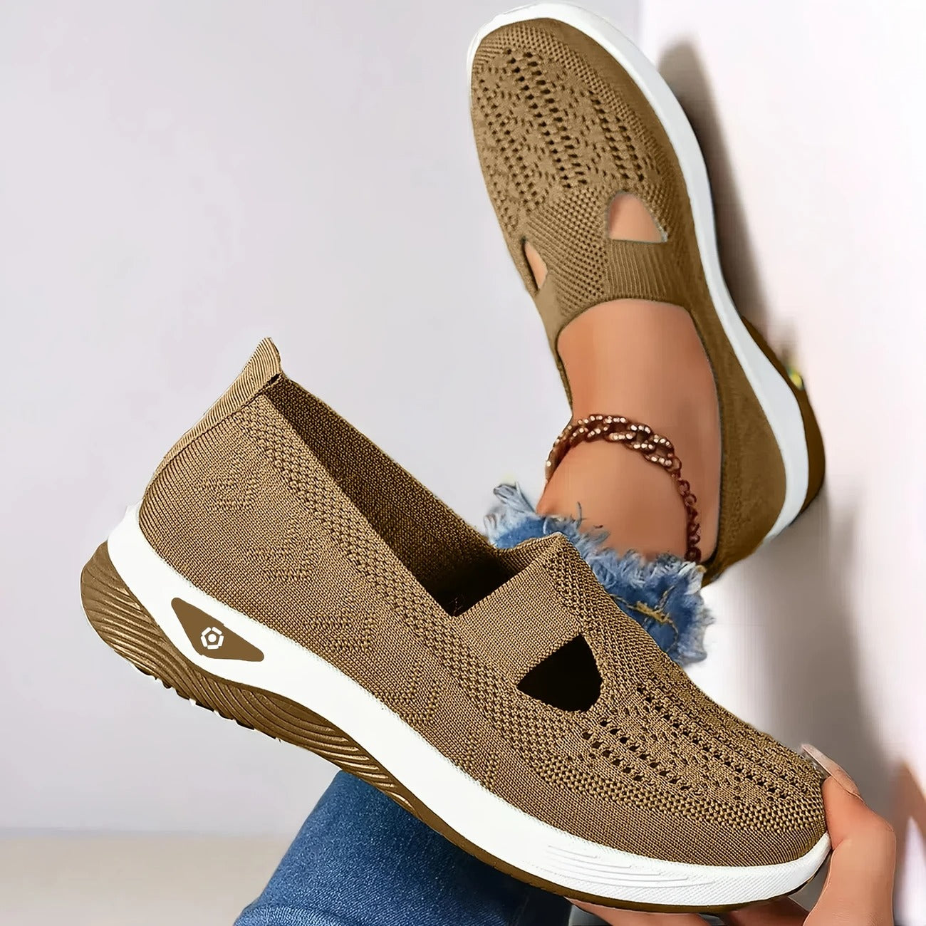 Damskie buty ortopedyczne oddychające antypoślizgowe z pianką memory foam slip-on
