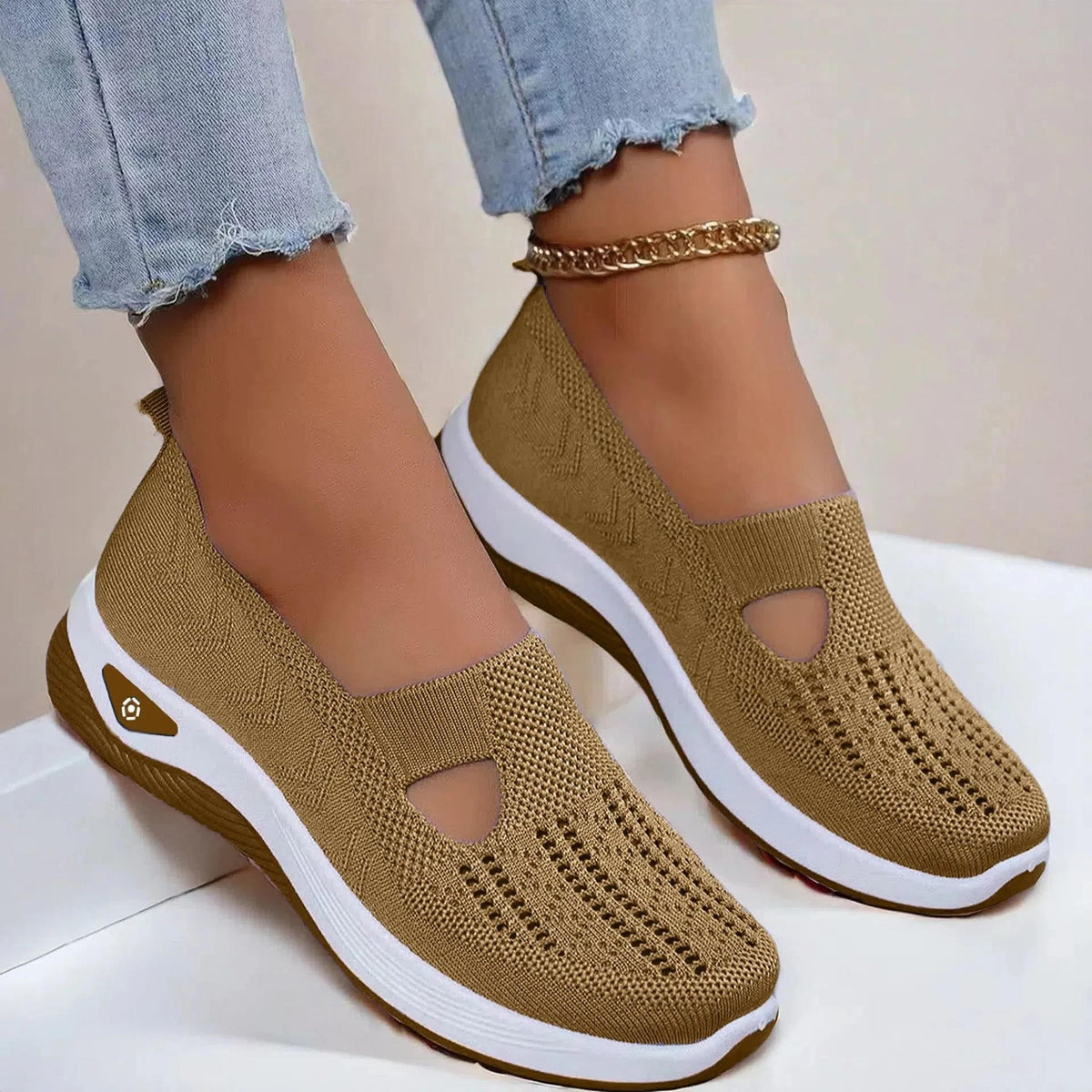 Damskie buty ortopedyczne oddychające antypoślizgowe z pianką memory foam slip-on