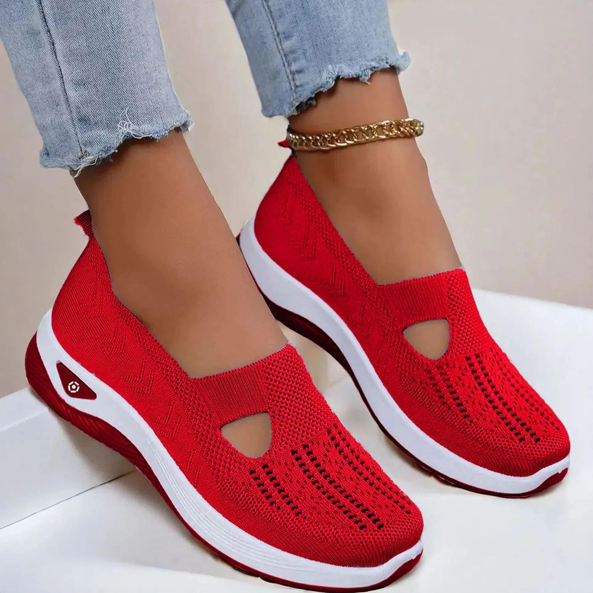 Damskie buty ortopedyczne oddychające antypoślizgowe z pianką memory foam slip-on