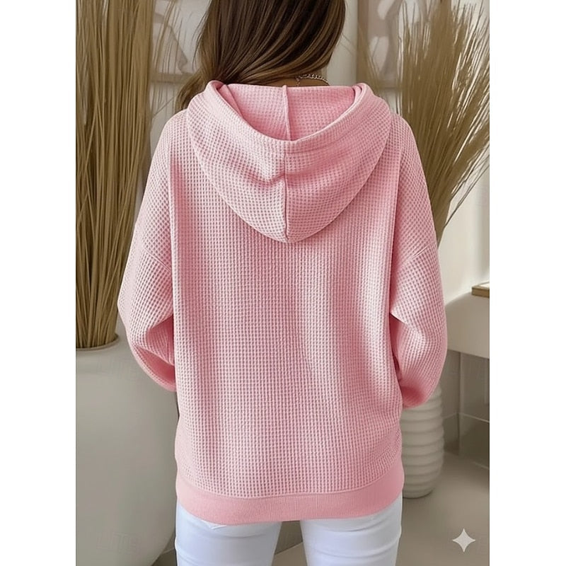 Bluza z Kapturem | Teksturowana, Luźny Fason