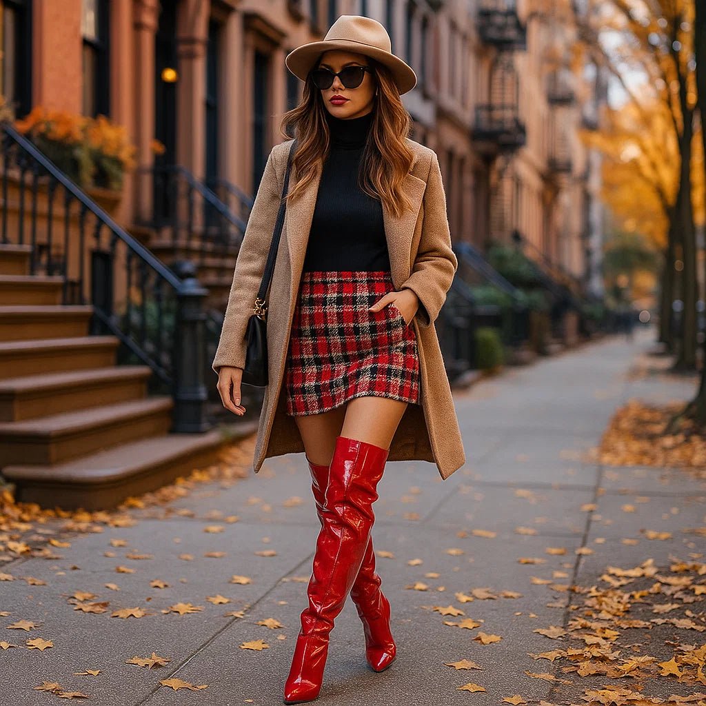 Katrinette Luo – Lakierowane Botki Over - Knee - vivano - warszawa