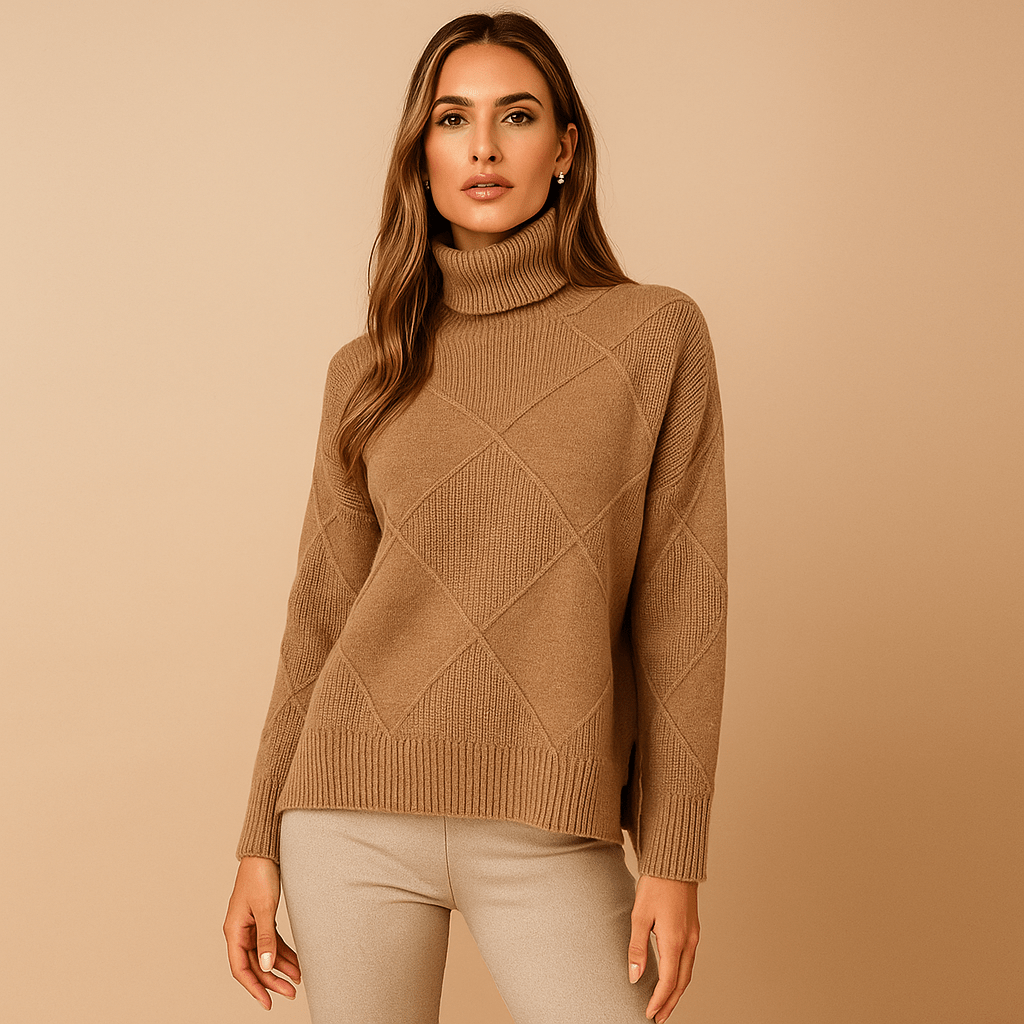 Kobiecym sweter kaszmirowy - wysoki kołnierz - miękki i ciepły - vivano - warszawa