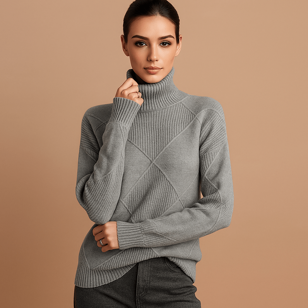 Sweter Damski Kaszmirowy Wysokim Kołnierzem – Miękki Ciepły