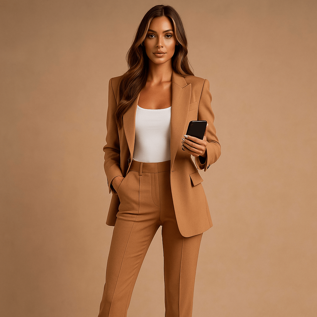 Komplet Słuchawka - Marynarka i Spodnie - Damski Luo - vivano - warszawa