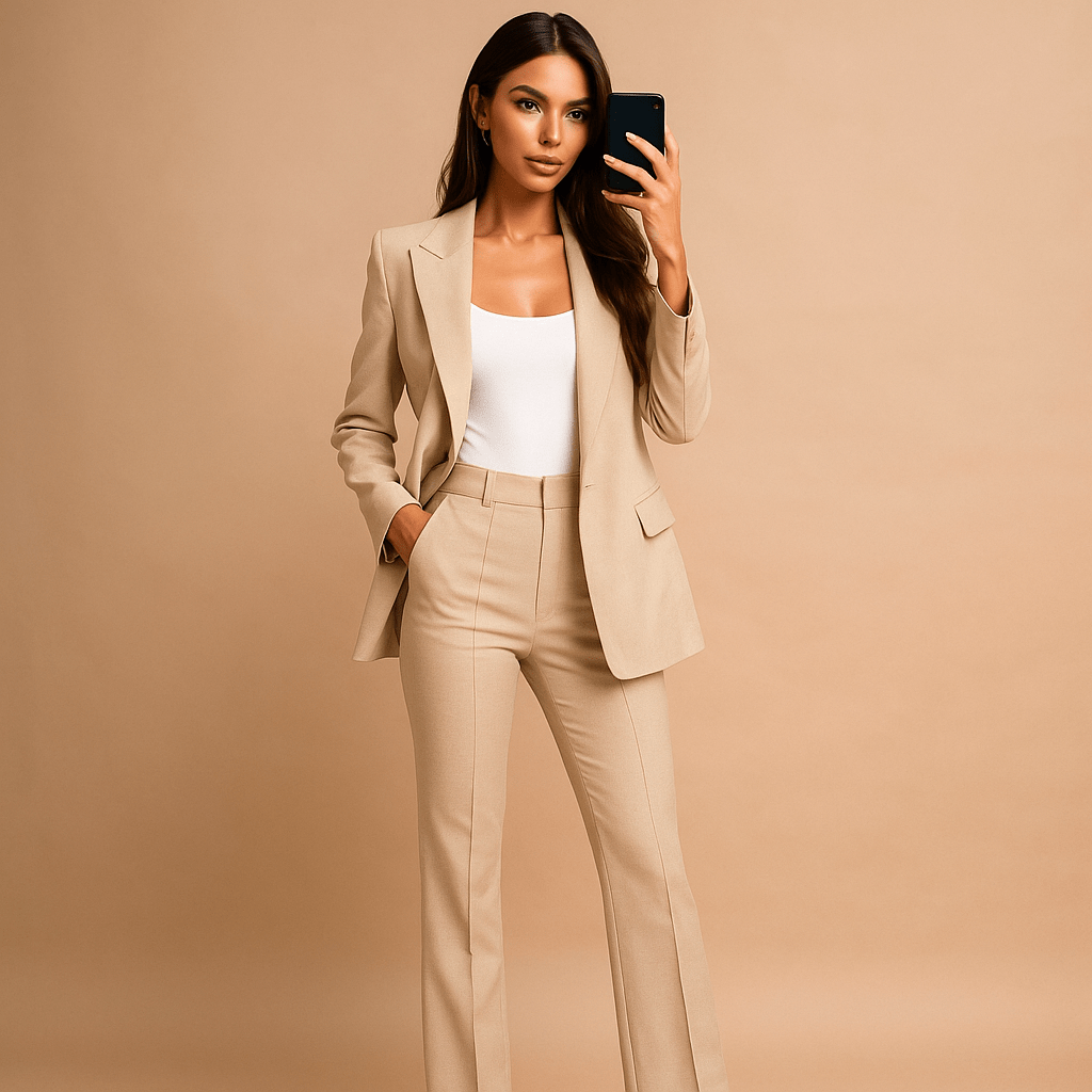 Komplet Słuchawka - Marynarka i Spodnie - Damski Luo - vivano - warszawa