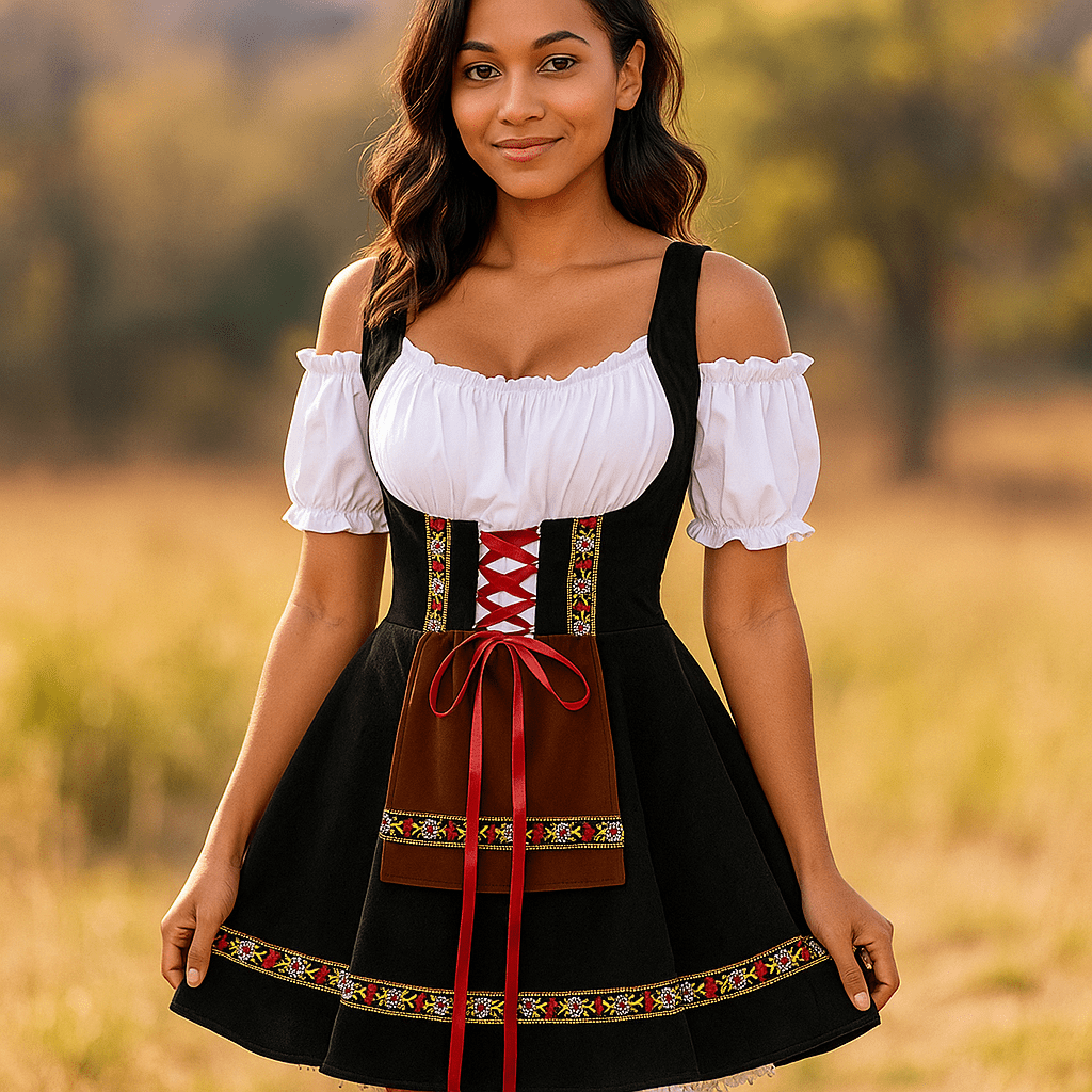 Kostium Halloween Plus Size - Mini Sukienka - Bufiaste Rękawy - vivano - warszawa