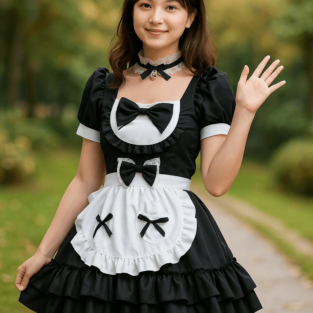 Kostium Haloween Plus Size - Sukienka Służebna z Falbankami - vivano - warszawa