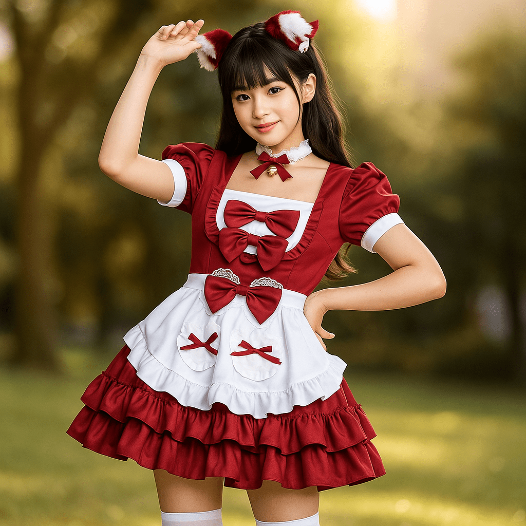 Kostium Haloween Plus Size - Sukienka Służebna z Falbankami - vivano - warszawa