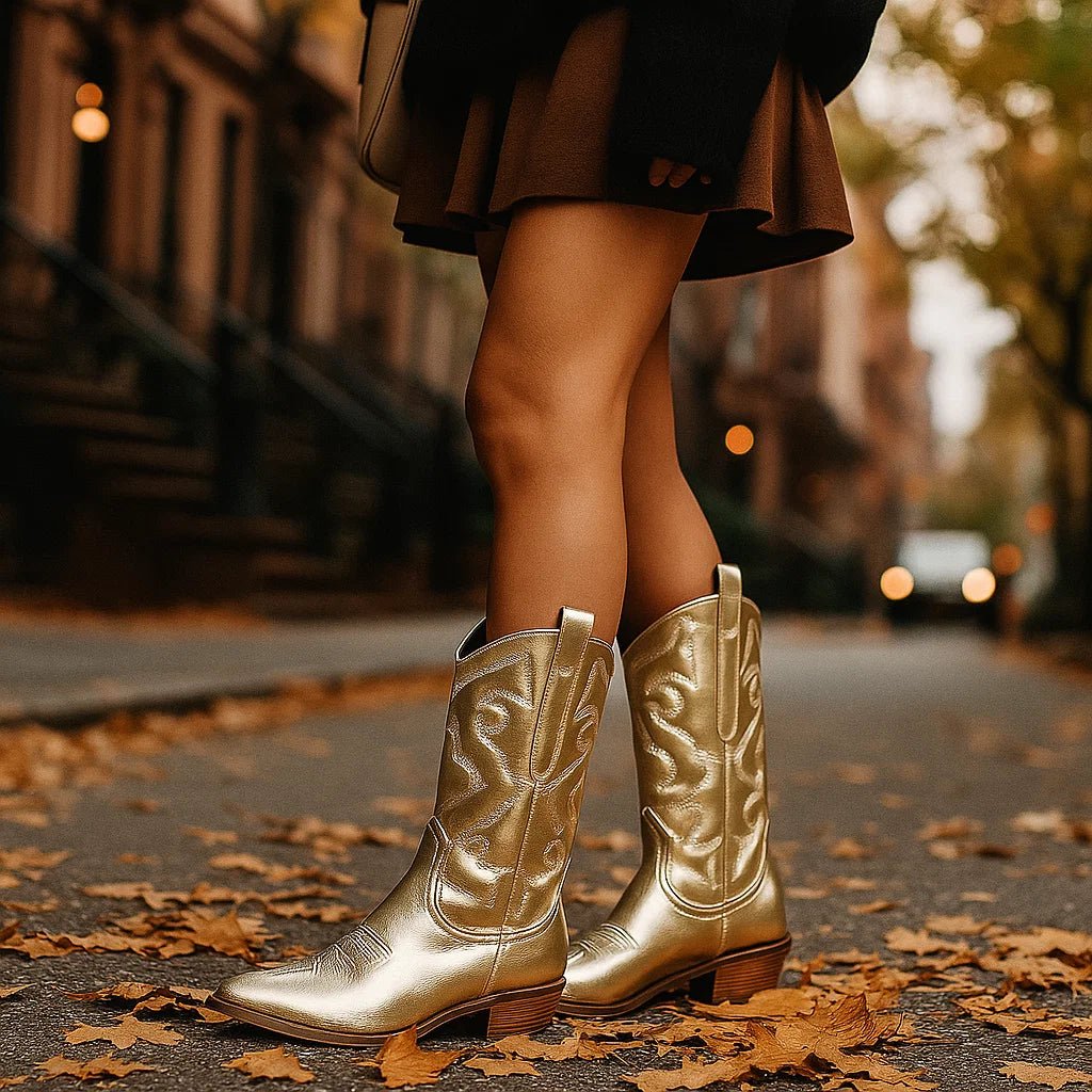 Kowbojki Damskie z Metalicznym Akcentem - vivano - warszawa