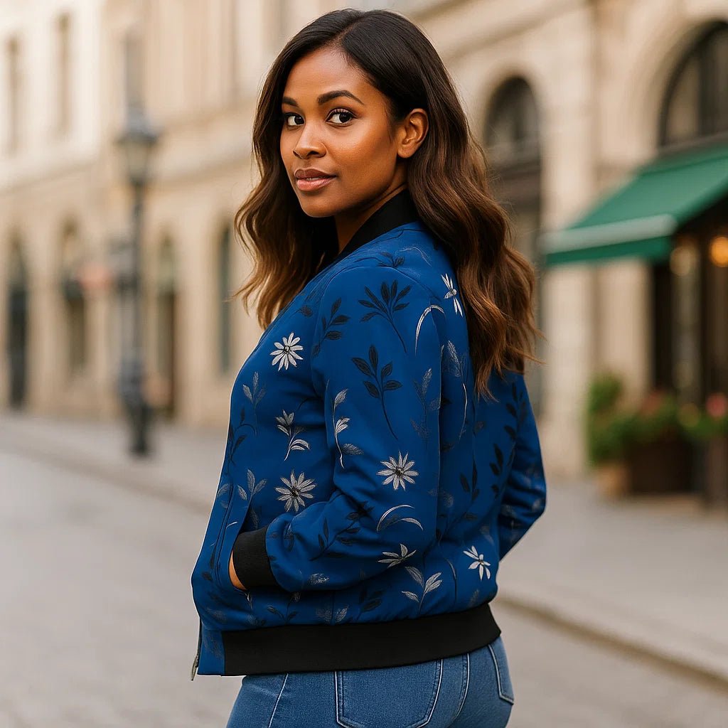 Kwiatowa Kurtka Pilotka Clotilde – Lekka Kurtka Damska z Wzorem - vivano - warszawa