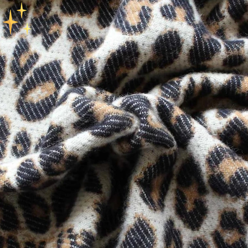 Damski szalik dzianinowy wzór leoparda zimowy