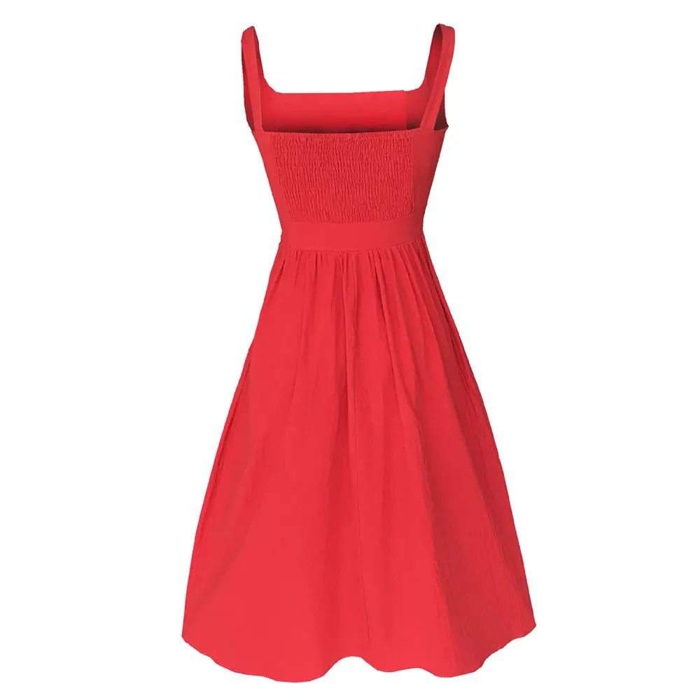 Letnia damska sukienka midi z szerokimi ramiączkami - vivano - warszawa