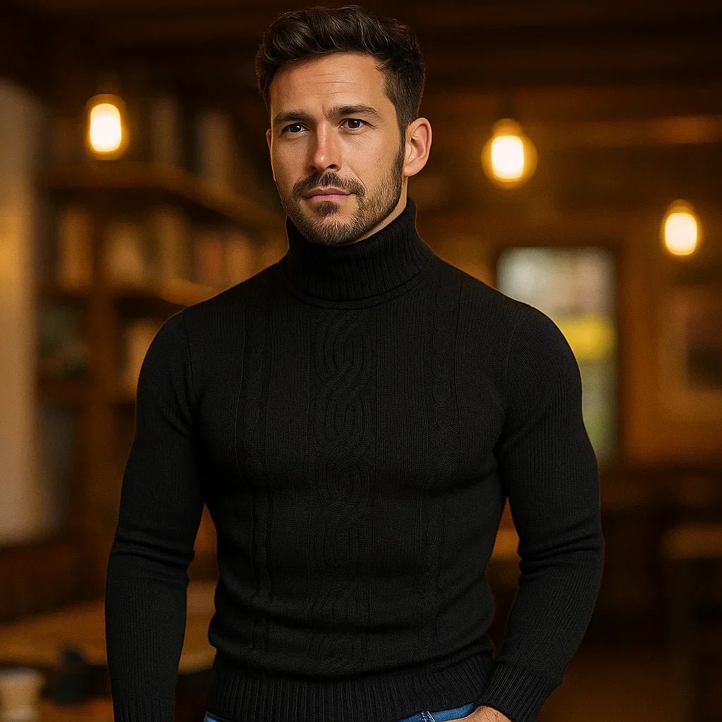 Lucian - Sweter z wysokim kołnierzem - Wzór w warkocze - Komfort i styl - vivano - warszawa