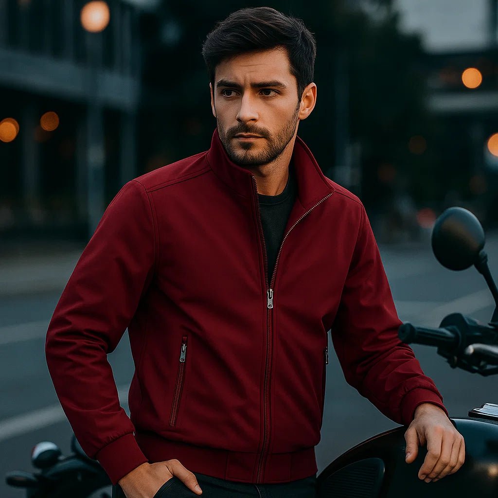 Luźna Kurtka dla Mężczyzn - Wysoki Kołnierz - Komfort i Styl - vivano - warszawa