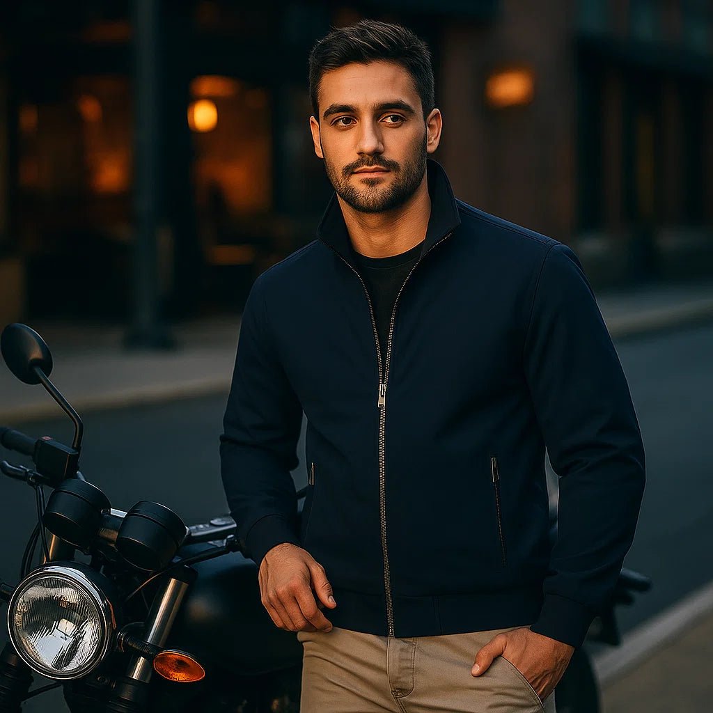 Luźna Kurtka dla Mężczyzn - Wysoki Kołnierz - Komfort i Styl - vivano - warszawa