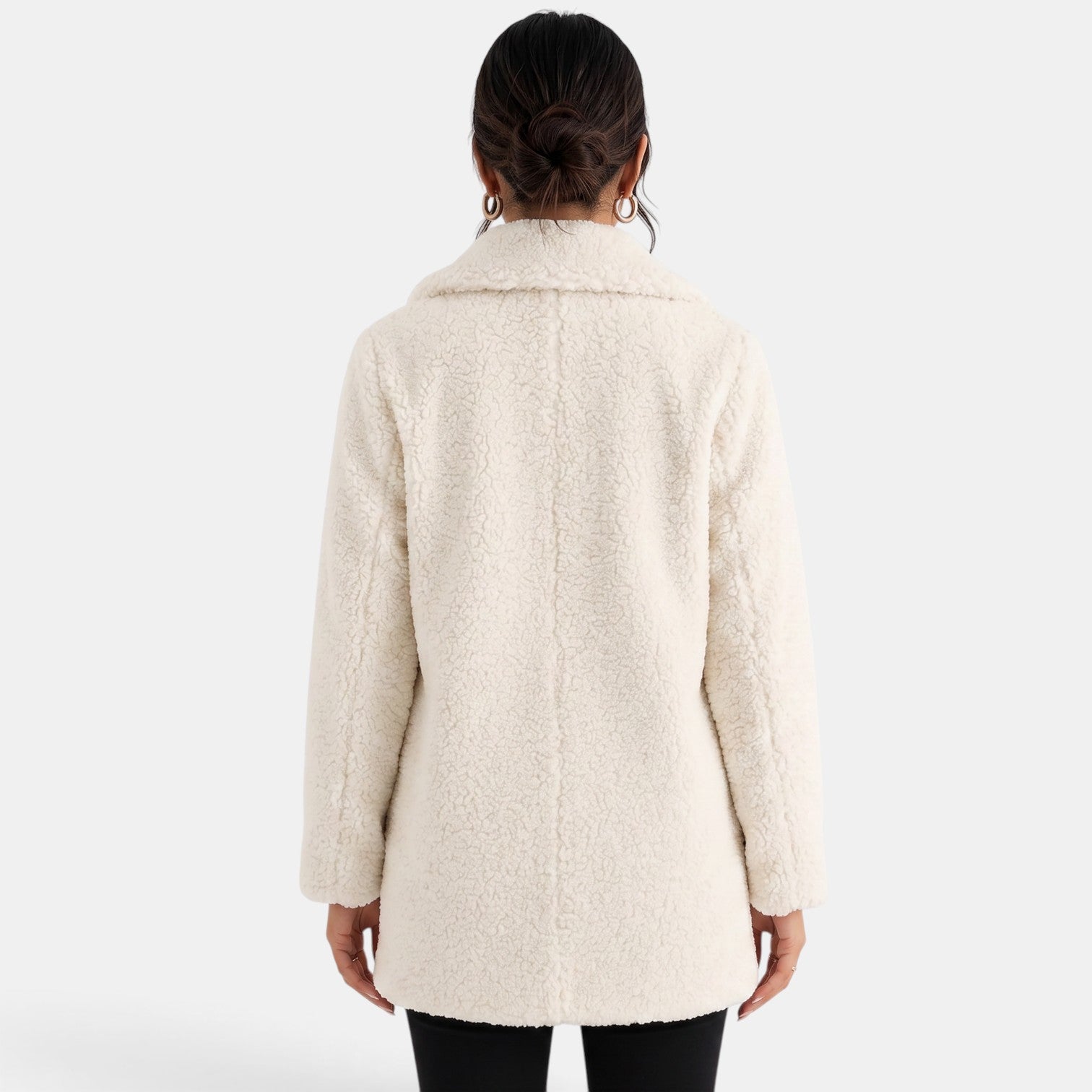Płaszcz damski | Efekt wełny teddy, ciepły | Krótki, elegancki
