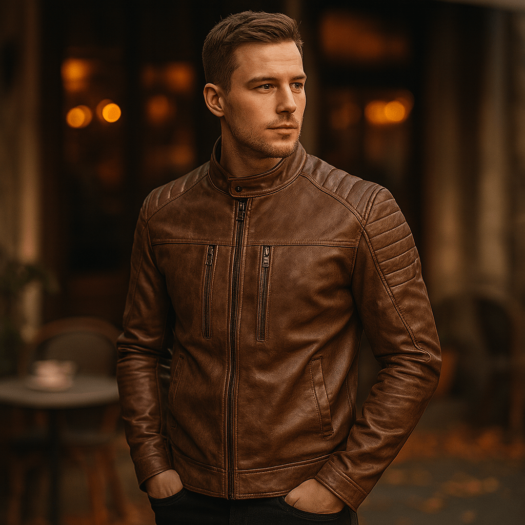 Męska Kurtka ze Skóry PU ze Stojącym Kołnierzem - vivano - warszawa