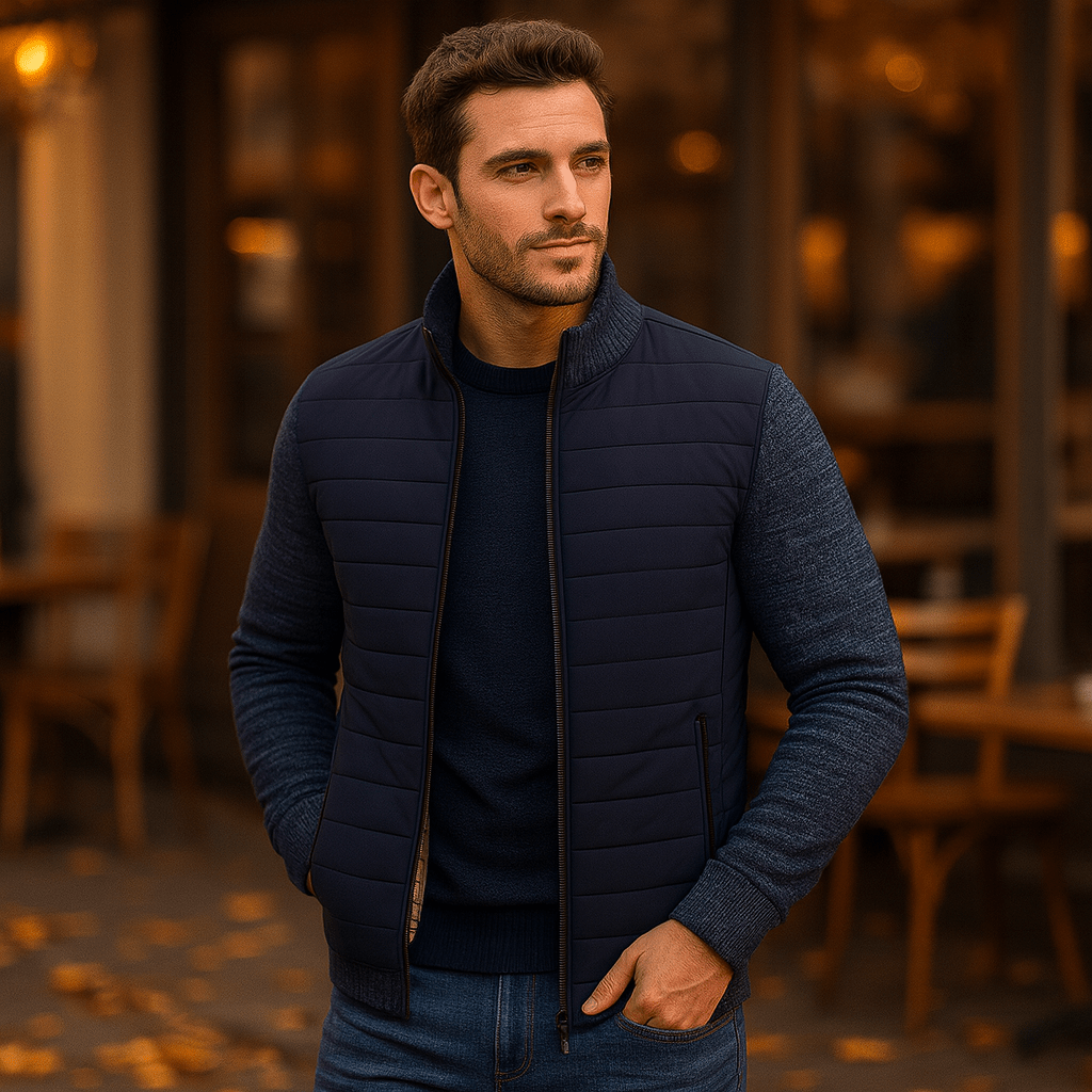 Męski klasyczny bezrękawnik ze stojącym kołnierzem - vivano - warszawa