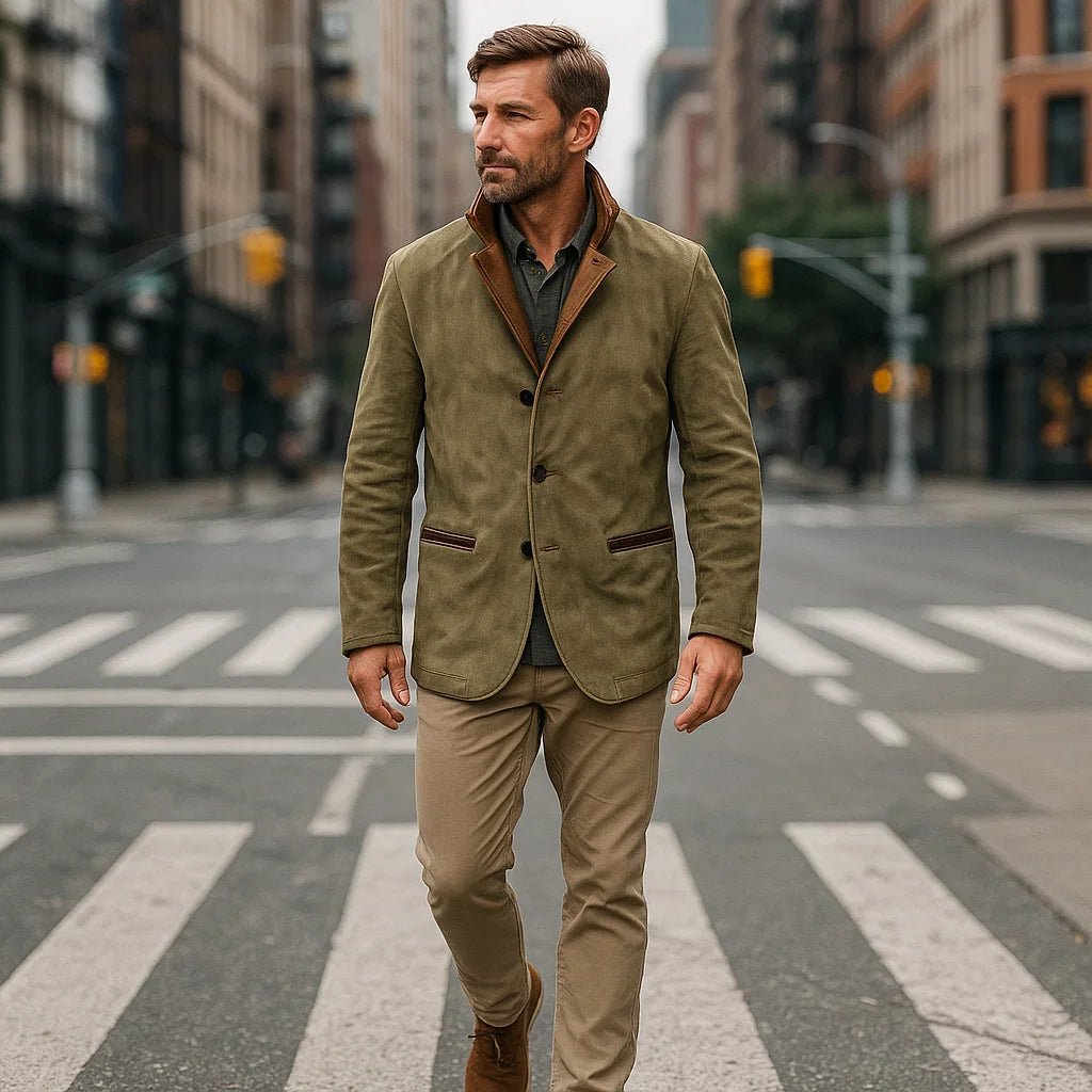 Męski płaszcz casual vintage z guzikami - vivano - warszawa