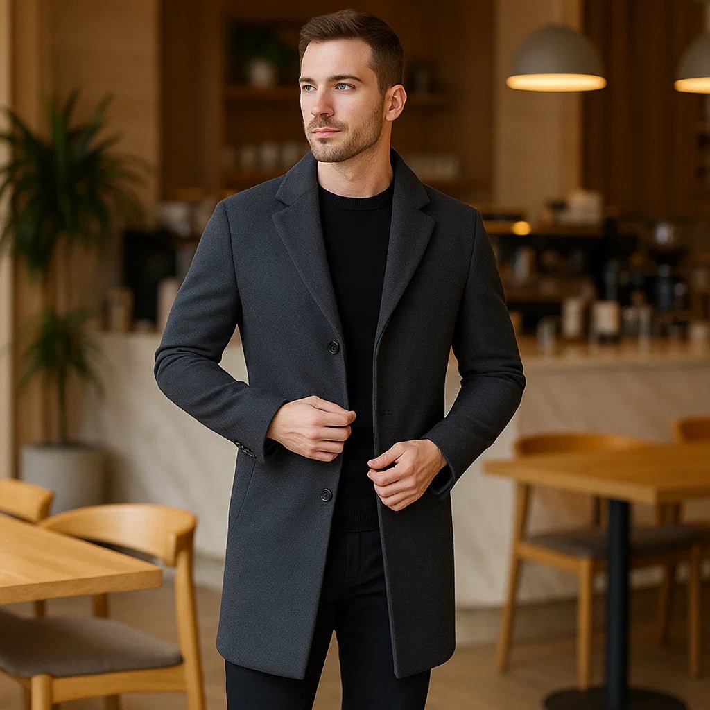 Męski Płaszcz Wełniany Terrence – Elegancki i Ciepły - vivano - warszawa