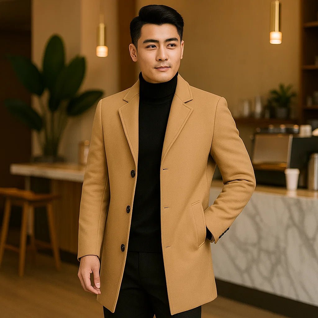 Męski Płaszcz Wełniany Terrence – Elegancki i Ciepły - vivano - warszawa