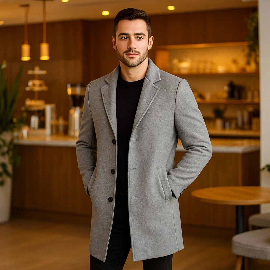 Męski Płaszcz Wełniany Terrence – Elegancki i Ciepły - vivano - warszawa