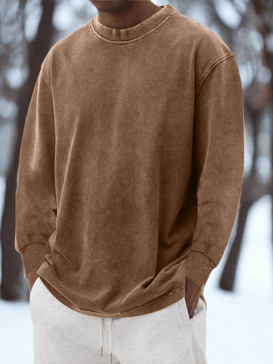 Męski Sweter Crewneck – Miękka Bawełna – Luźny Krój – Długie Rękawy - vivano - warszawa