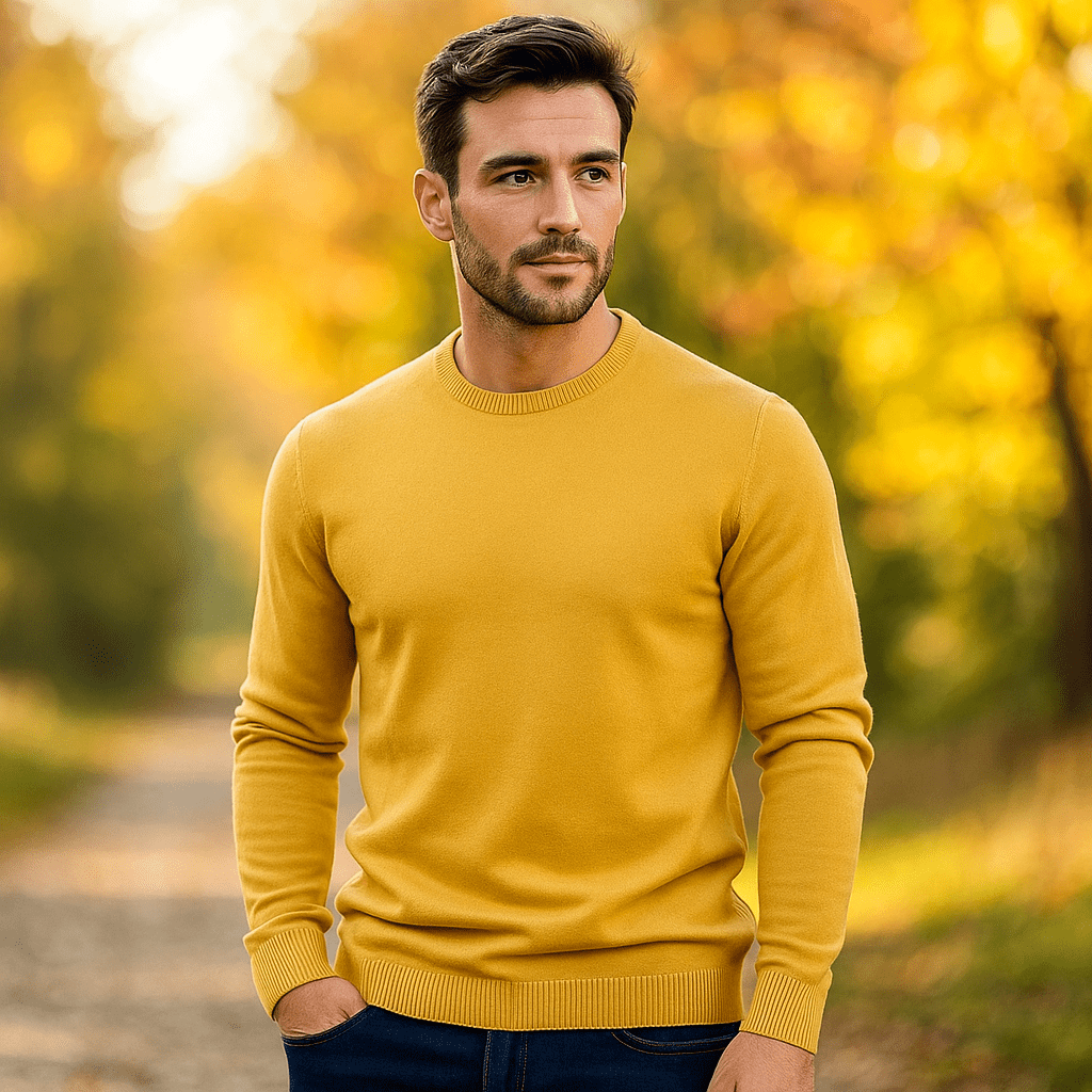 Męski Sweter z Okrągłym Dekoltem – Miękki – Ciepły – Długi Rękaw - vivano - warszawa