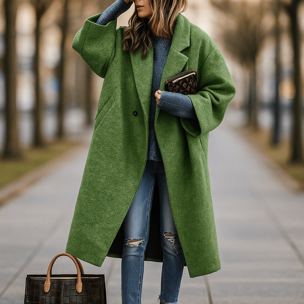 Milla – Długi Płaszcz – Ciepłe Kolory – Stylowy Komfort