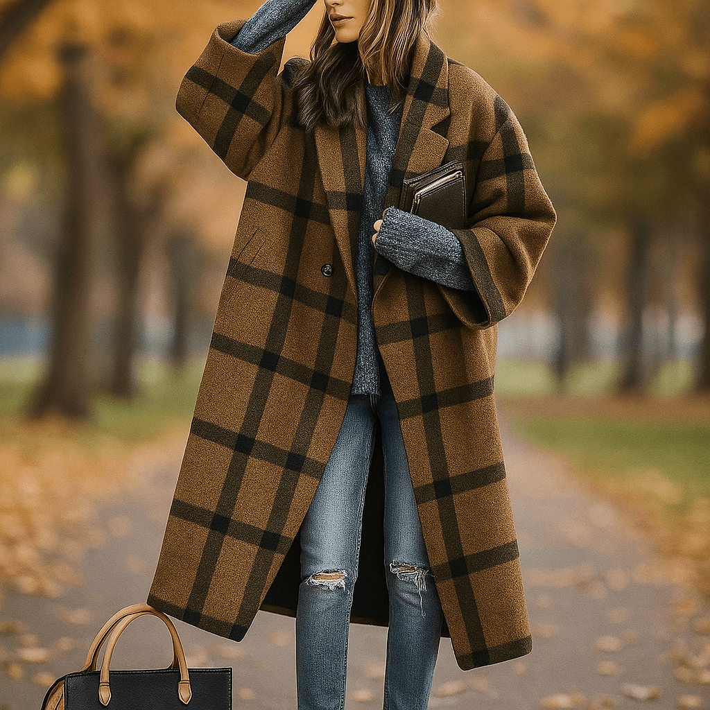 Milla – Długi Płaszcz – Ciepłe Kolory – Stylowy Komfort