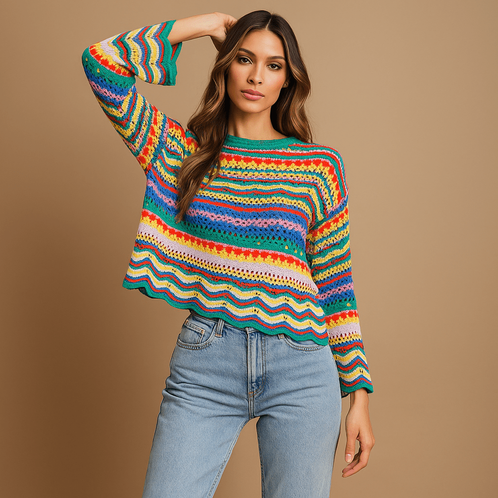 Modny luźny sweter dla kobiet - Wygodny - Stylowy - Oddychający - vivano - warszawa