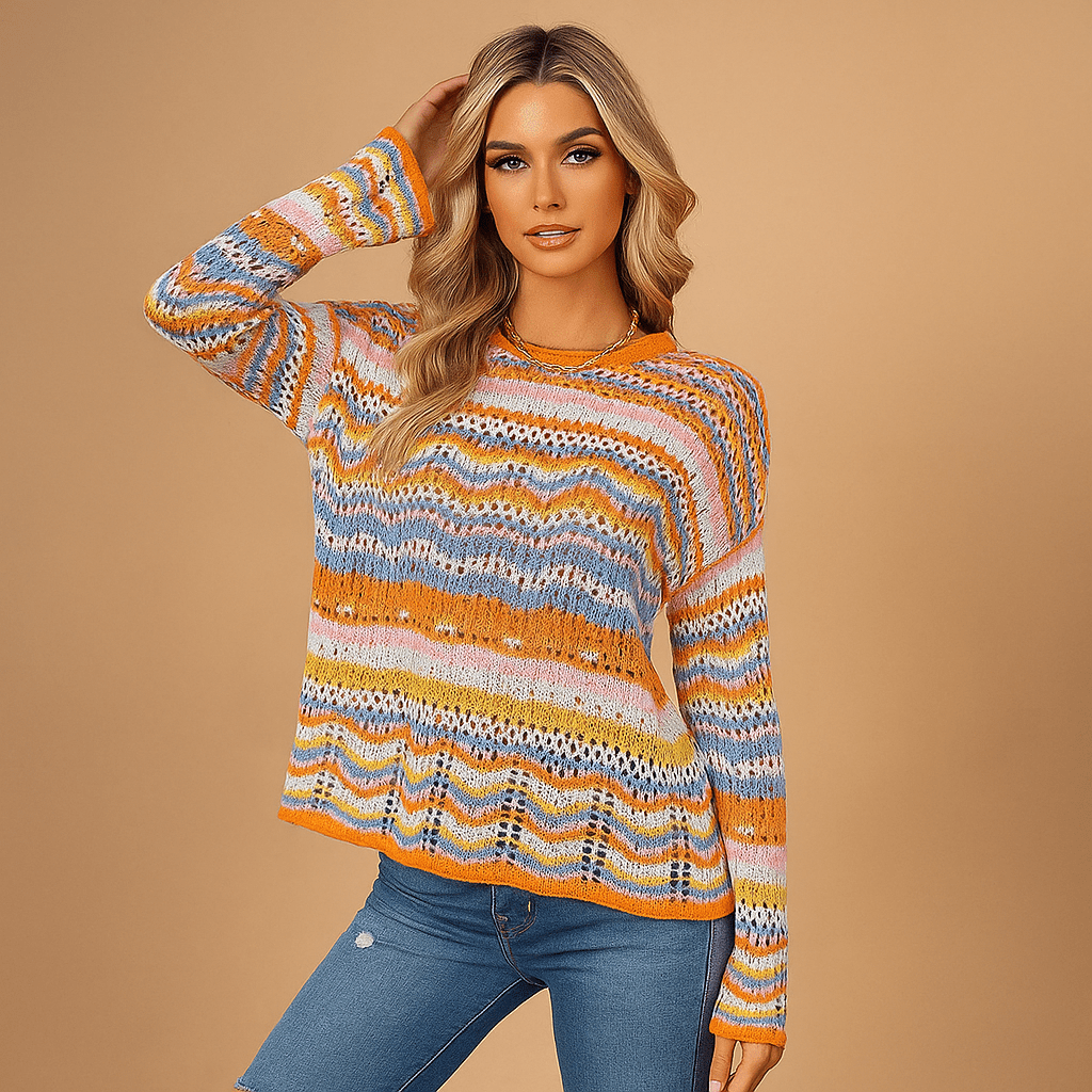 Modny luźny sweter dla kobiet - Wygodny - Stylowy - Oddychający - vivano - warszawa